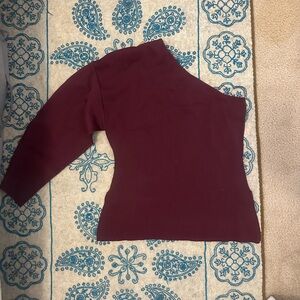 Elegant Burgundy One-Shoulder Sweater